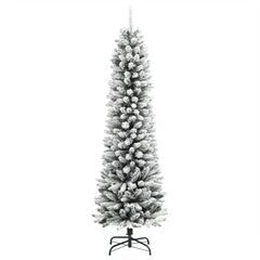 vidaXL Christmas Tree | White and Green | PVC and PE with a steel stand | Slim 2