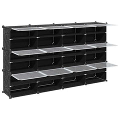 vidaXL Storage Cube Organiser with 12 Cubes and Doors Black PP 5