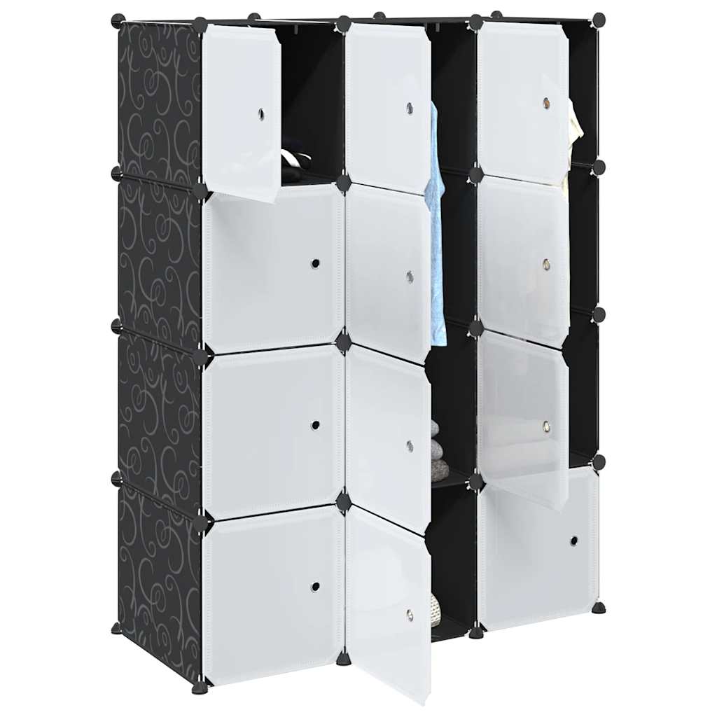 vidaXL Storage Cube Organiser with 12 Cubes and Hanging Rods PP 1