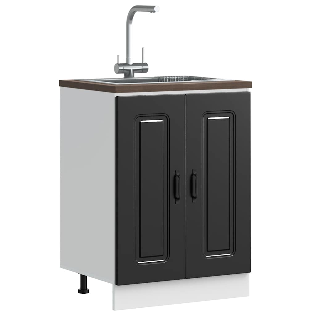 Kitchen Base Cabinet "Kalmar" Engineered Wood Black 1x bottom cabinet (2 doors) 60 cm wide 81.5 cm high