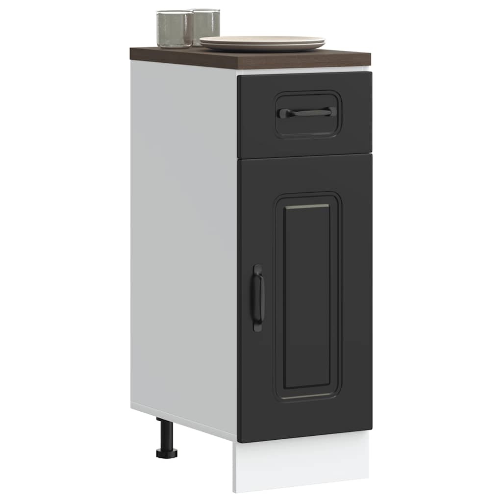 Kitchen Base Cabinet "Kalmar" Engineered Wood Black 1x bottom cabinet (1 door 1 drawer) 30 cm wide 81.5 cm high