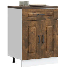 Kitchen Base Cabinet "Kalmar" Engineered Wood Smoked Oak 1x bottom cabinet (2 doors 1 drawer) 60 cm wide 81.5 cm high