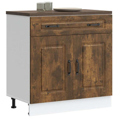Kitchen Base Cabinet "Kalmar" Engineered Wood Smoked Oak 1x bottom cabinet (2 doors 1 drawer) 80 cm wide 81.5 cm high