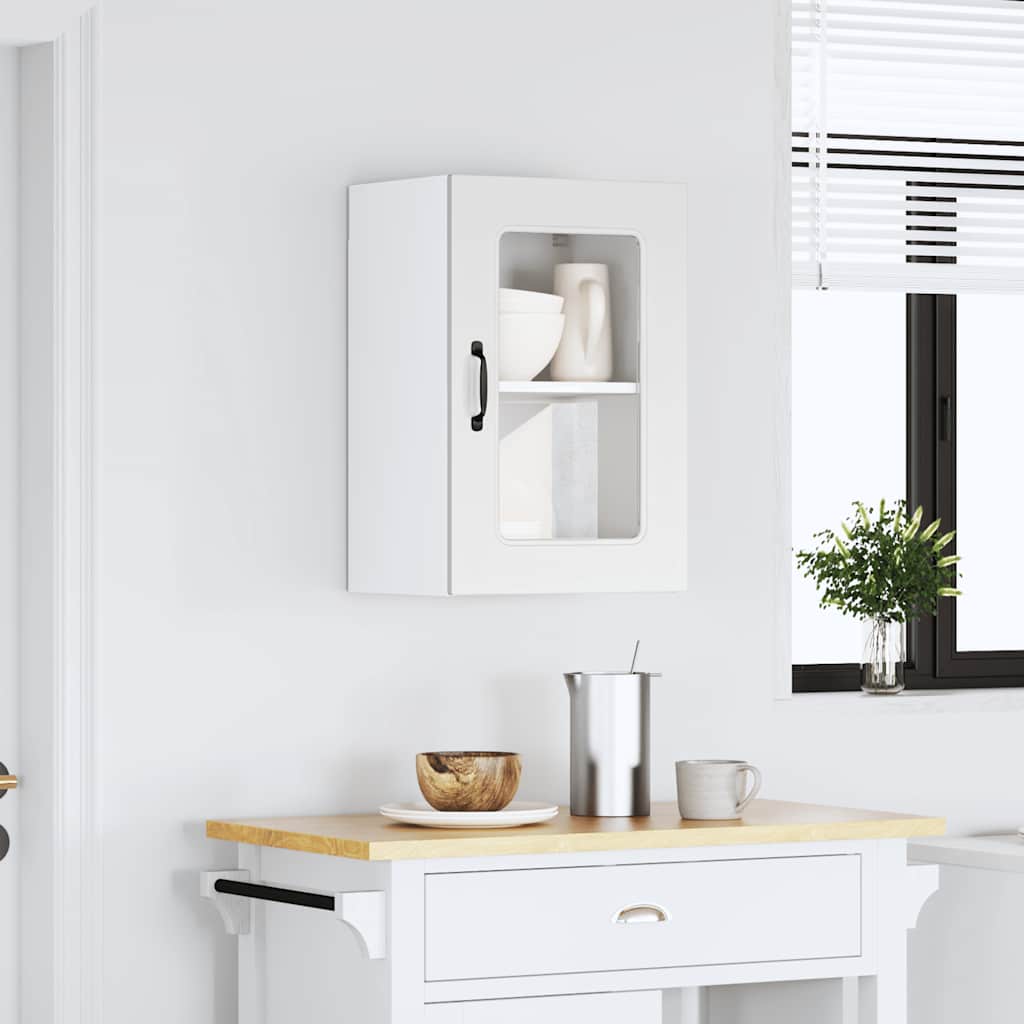 vidaXL Kitchen Wall Cabinet with Glass Door Kalmar White Engineered Wood 3