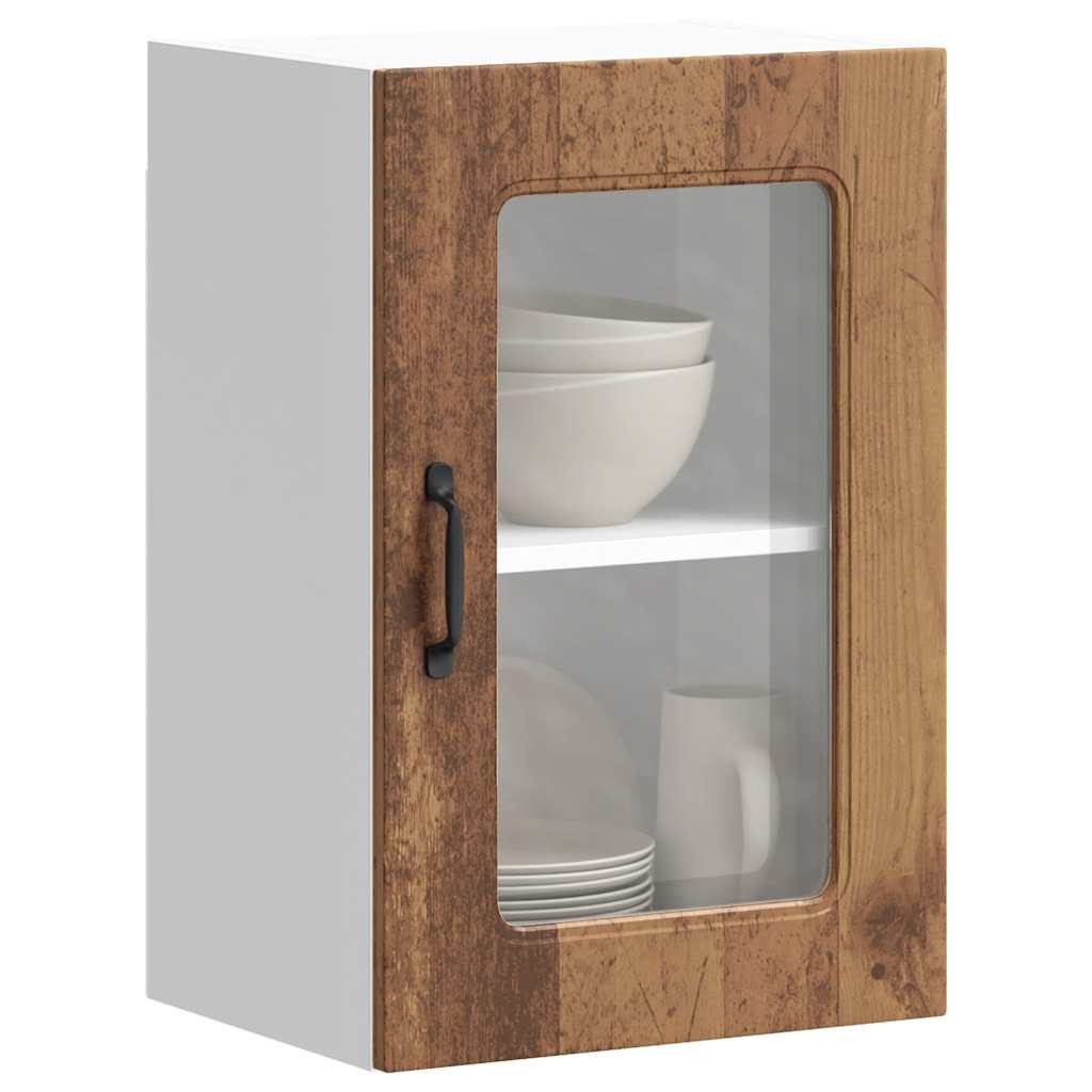 vidaXL Kitchen Wall Cabinet with Glass Door "Kalmar" Old Wood