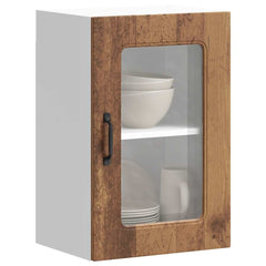 vidaXL Kitchen Wall Cabinet with Glass Door "Kalmar" Old Wood