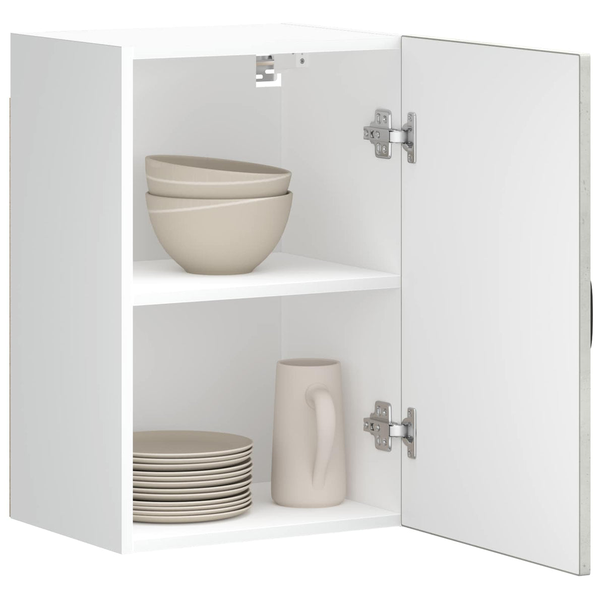 Kitchen Wall Cabinet "Kalmar" Engineered Wood Concrete grey 1x wall cabinet (1 door) 40 cm wide 40 cm high–1x wall corner cabinet 57 cm wide 100 cm high 1x wall cabinet (1 door) 40 cm wide 60 cm high