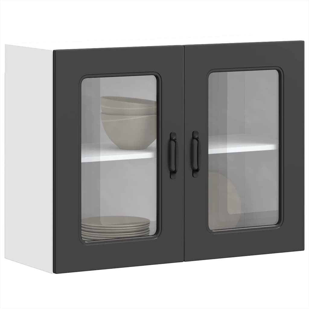 vidaXL Dishwasher Panel with 2 Glass Doors KALMAR Black