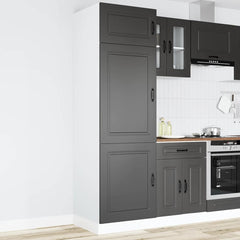 Kitchen Base Cabinet "Kalmar" Engineered Wood Black 1x cupboard 60 cm wide 207 cm high