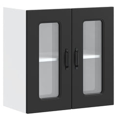 vidaXL Kitchen Wall Cabinet with Glass Door Kalmar Black Engineered Wood 2