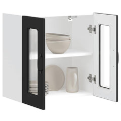 vidaXL Kitchen Wall Cabinet with Glass Door Kalmar Black Engineered Wood 5