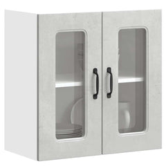 vidaXL Kitchen Wall Cabinet with Glass Door Kalmar Concrete Grey Engineered Wood 4