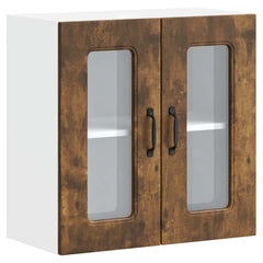 vidaXL Kitchen Wall Cabinet with Glass Door Kalmar Smoked Oak Engineered Wood 2