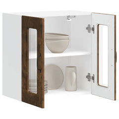 vidaXL Kitchen Wall Cabinet with Glass Door Kalmar Smoked Oak Engineered Wood 5