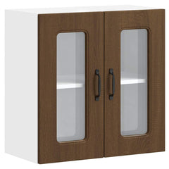vidaXL Kitchen Wall Cabinet with Glass Door Kalmar Brown Oak Engineered Wood 2