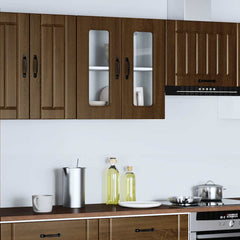 vidaXL Kitchen Wall Cabinet with Glass Door Kalmar Brown Oak Engineered Wood 3