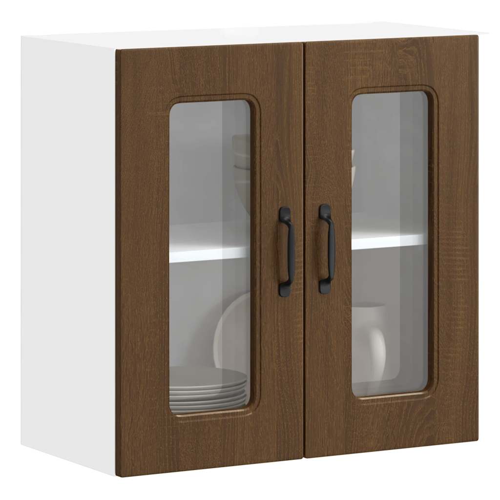 vidaXL Kitchen Wall Cabinet with Glass Door Kalmar Brown Oak Engineered Wood 1