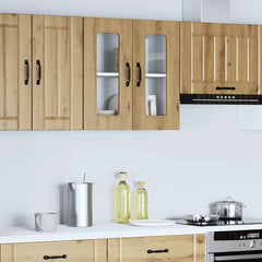 vidaXL Kitchen Wall Cabinet with Glass Door Kalmar Artisan Oak Engineered Wood 3