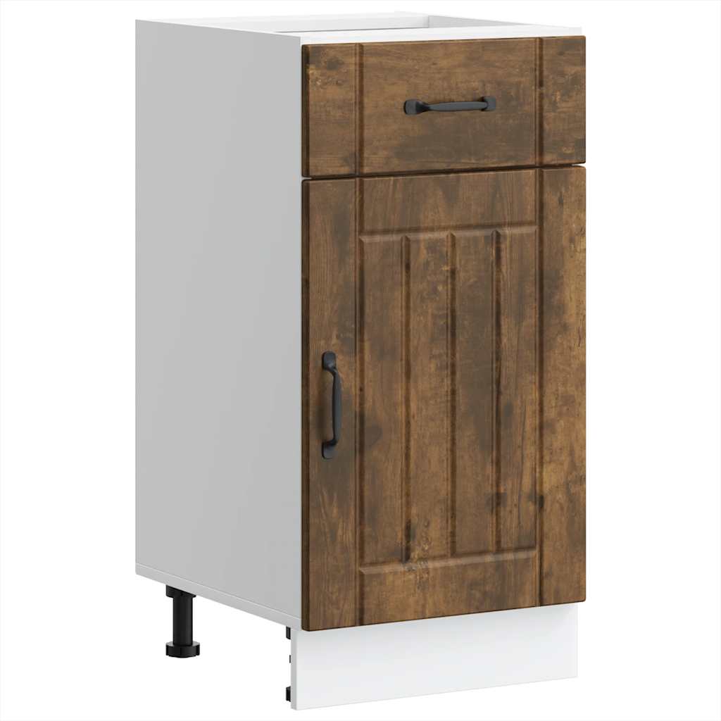 Kitchen Base Cabinet "Lucca" Engineered Wood Smoked oak 1x bottom cabinet (1 door 1 drawer) 30 cm wide 81.5 cm high–1x wall cabinet (1 door) 40 cm wide 60 cm high 1x bottom cabinet (1 door 1 drawer) 40 cm wide 81.5 cm high