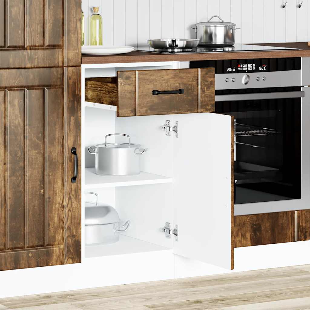 vidaXL Kitchen Base Cabinet Lucca Smoked Oak Engineered Wood 2