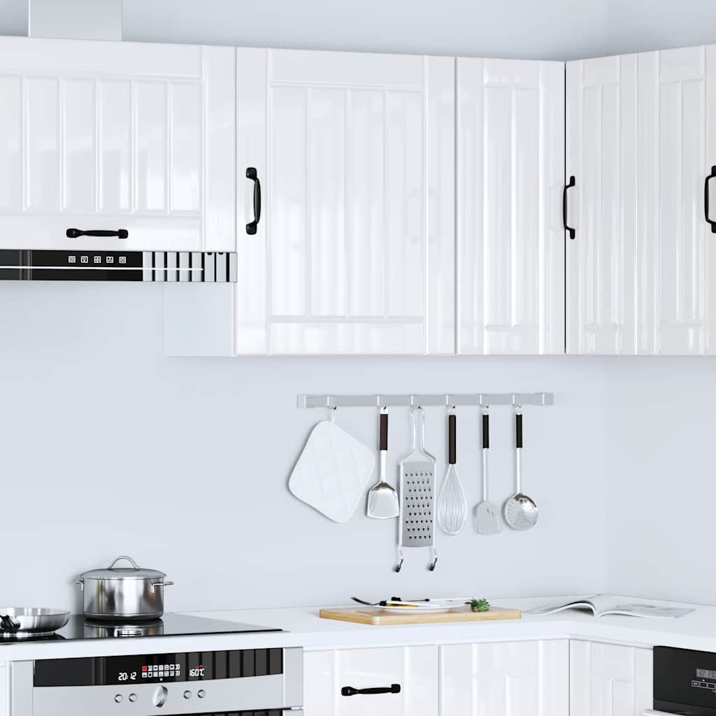 vidaXL Kitchen Wall Cabinet Lucca High Gloss White Engineered Wood 4