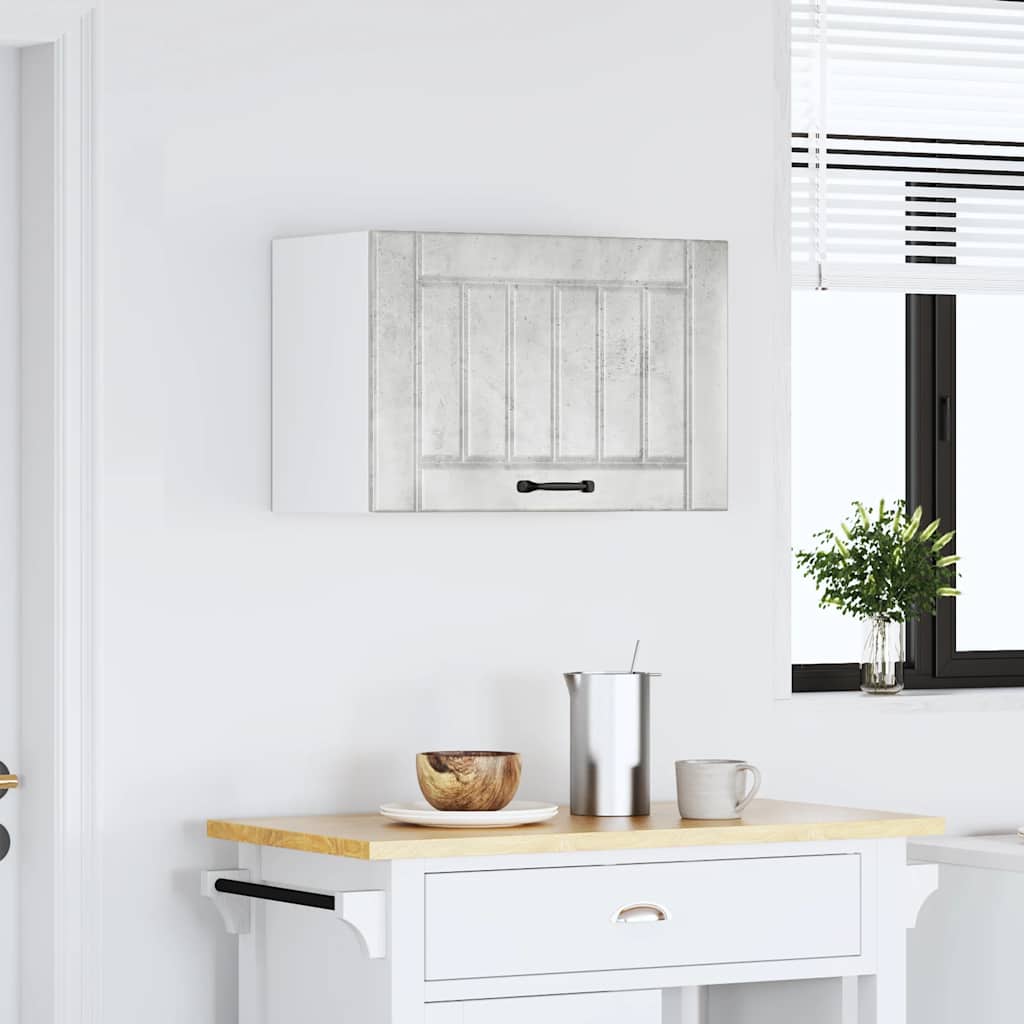 Kitchen Wall Cabinet "Lucca" Engineered Wood Concrete grey 1x wall cabinet (1 door) 40 cm wide 40 cm high–1x wall corner cabinet 57 cm wide 80 cm high 1x wall cabinet (1 flap door) 60 cm wide 40 cm high