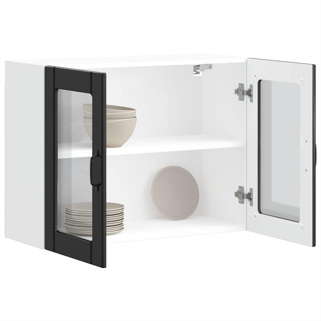 vidaXL Kitchen Wall Cabinet with Glass Door "Lucca" Black