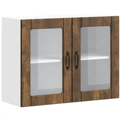 vidaXL Kitchen Wall Cabinet with Glass Door Lucca Smoked Oak Engineered Wood 2