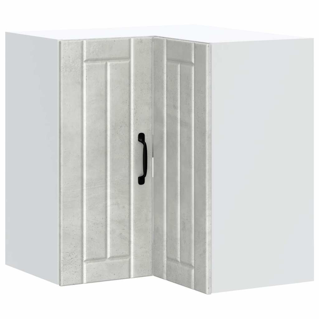 Kitchen Wall Cabinet "Lucca" Engineered Wood Concrete grey 1x wall cabinet (1 door) 40 cm wide 40 cm high–1x wall corner cabinet 57 cm wide 80 cm high 1x wall corner cabinet 57 cm wide 60 cm high