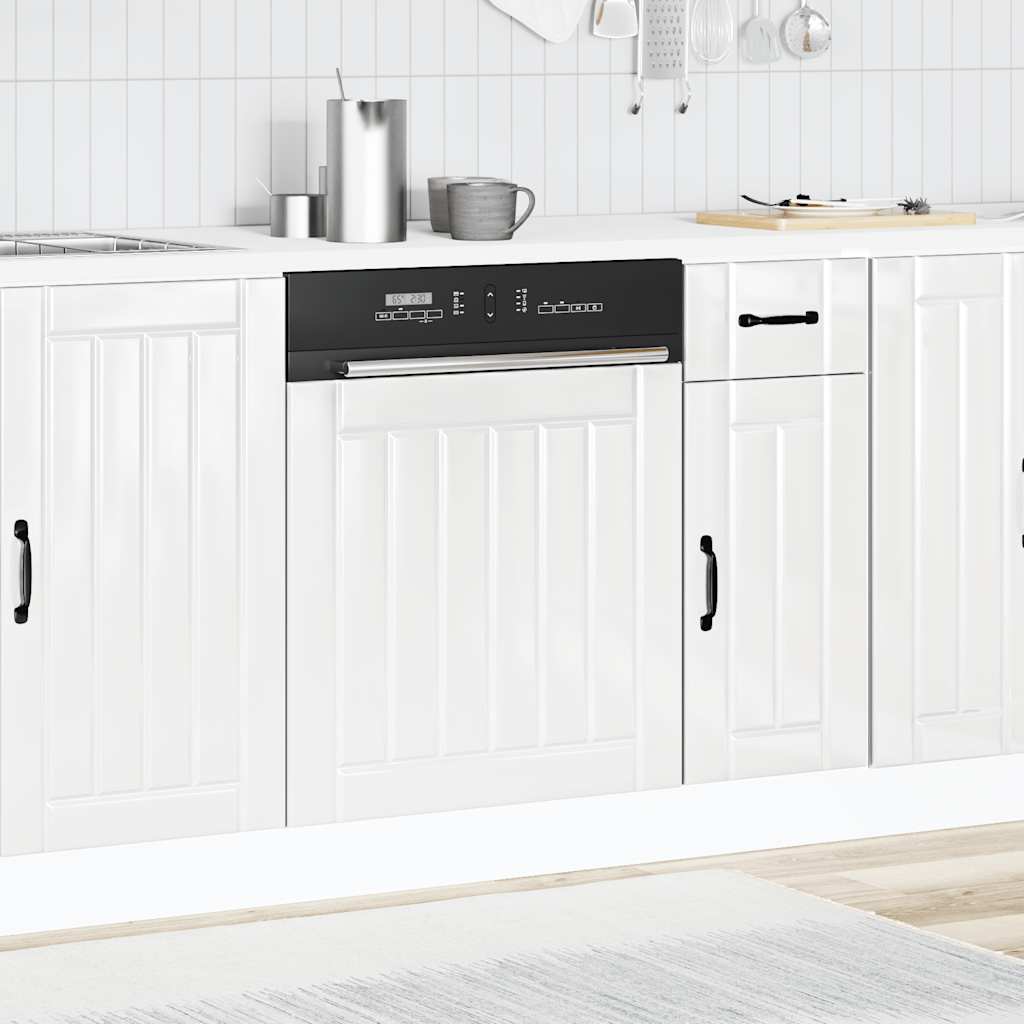 vidaXL Dishwasher Panel Lucca High Gloss White Engineered Wood 3
