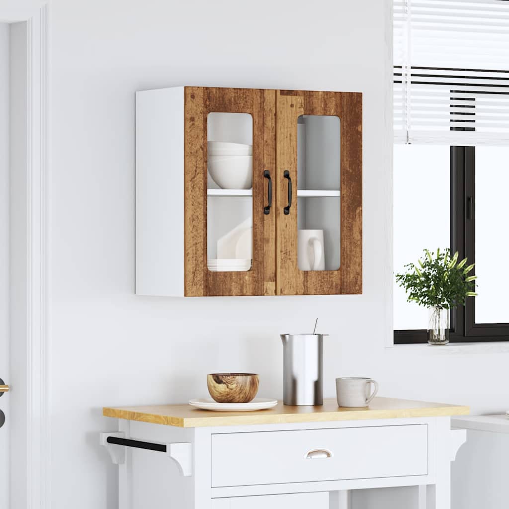 vidaXL Kitchen Wall Cabinet with Glass Door Lucca Old Wood Engineered Wood 3