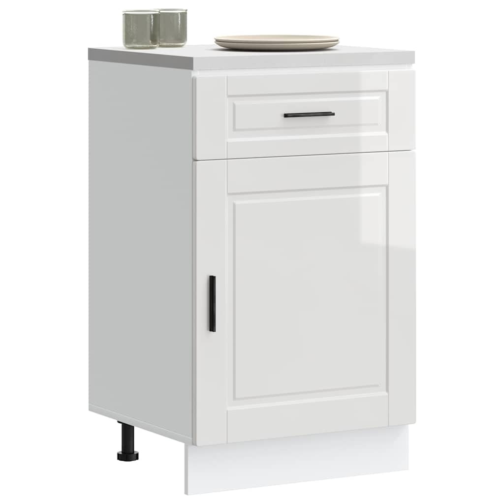 vidaXL Kitchen Base Cabinet Porto High Gloss White Engineered Wood 1