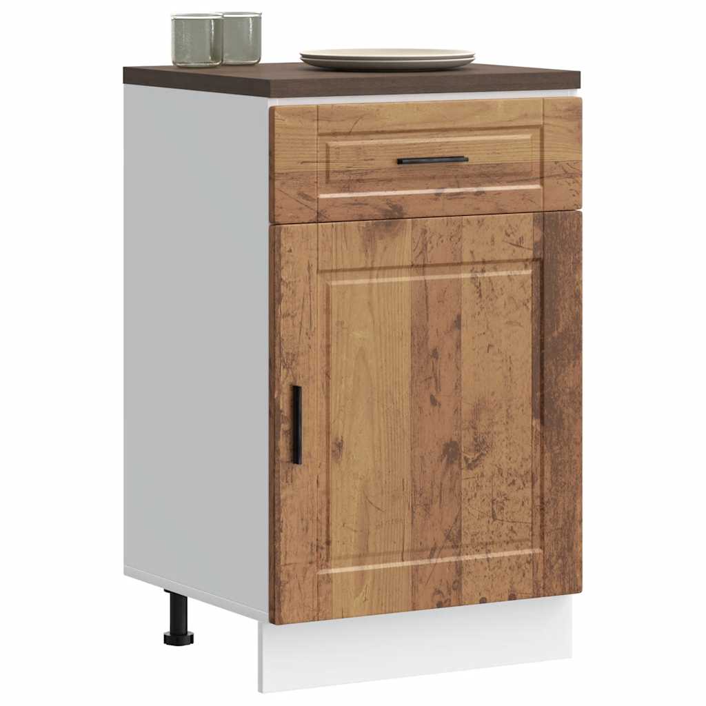 Kitchen Base Cabinet "Porto" Engineered Wood Old Wood 1x bottom cabinet (1 door 1 drawer) 50 cm wide 81.5 cm high