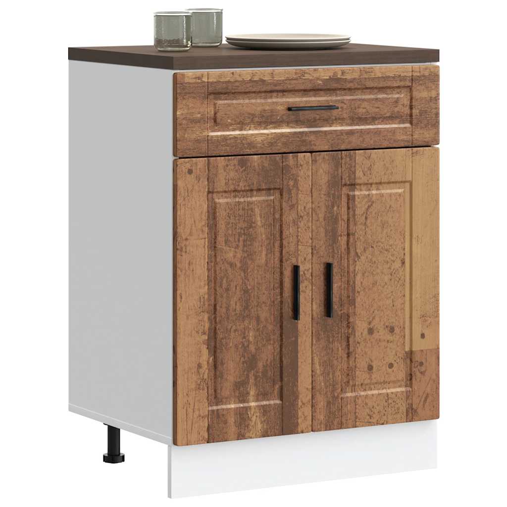 Kitchen Base Cabinet "Porto" Engineered Wood Old Wood 1x bottom cabinet (2 doors 1 drawer) 60 cm wide 81.5 cm high