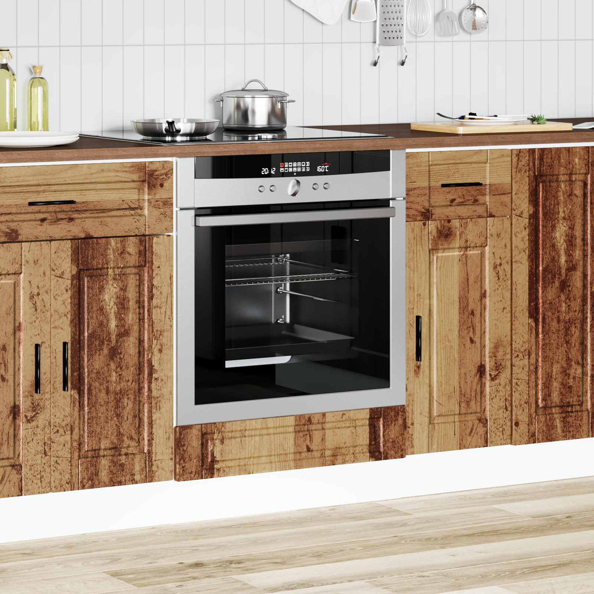 Kitchen Base Cabinet "Porto" Engineered Wood Old Wood 1x oven cabinet 60 cm wide 81.5 cm high