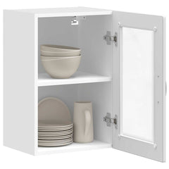 vidaXL Kitchen Wall Cabinet with Glass Door Porto White 5