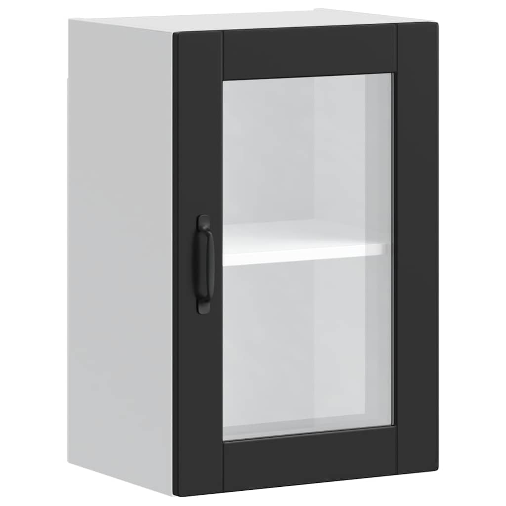 vidaXL Kitchen Wall Cabinet with Glass Door Porto Black 2