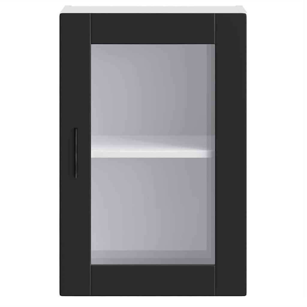 vidaXL Kitchen Wall Cabinet with Glass Door Porto Black 5