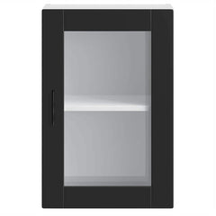 vidaXL Kitchen Wall Cabinet with Glass Door Porto Black 5