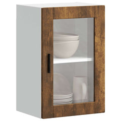 vidaXL Kitchen Wall Cabinet with Glass Door Porto Smoked Oak 4