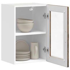 vidaXL Kitchen Wall Cabinet with Glass Door Porto Smoked Oak 5