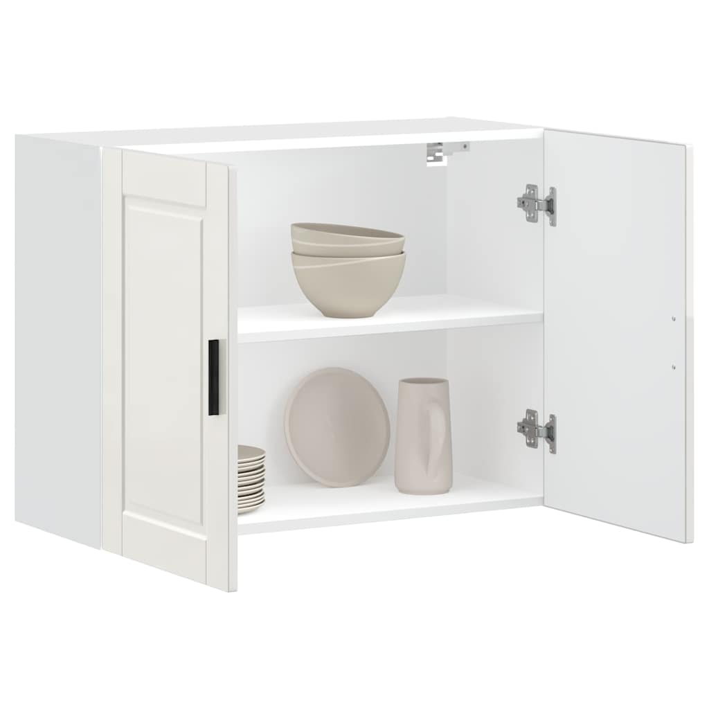 Kitchen Wall Cabinet "Porto" Engineered Wood High Gloss White 1x wall cabinet (2 doors) 80 cm wide 60 cm high