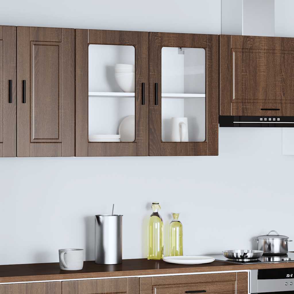 vidaXL Kitchen Wall Cabinet with Glass Door "Porto" Brown Oak