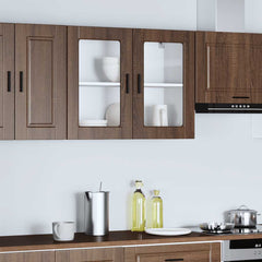vidaXL Kitchen Wall Cabinet with Glass Door "Porto" Brown Oak