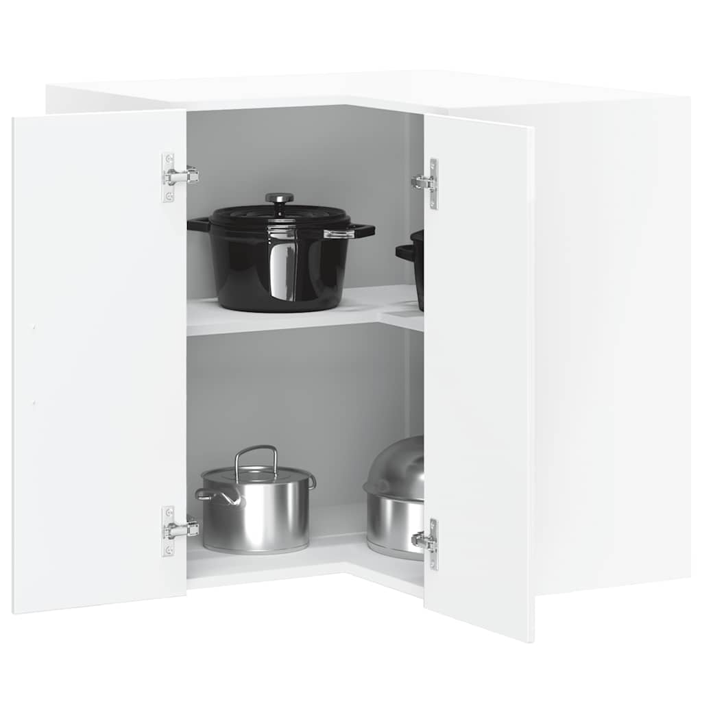 Kitchen Wall Cabinet "Porto" Engineered Wood High Gloss White 1x wall corner cabinet 57 cm wide 60 cm high