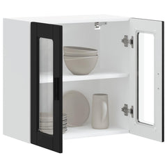 vidaXL Kitchen Wall Cabinet with Glass Door Porto Black 3