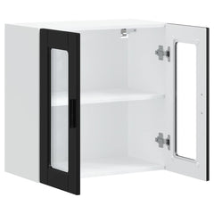 vidaXL Kitchen Wall Cabinet with Glass Door Porto Black 4