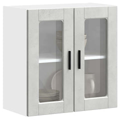 vidaXL Kitchen Wall Cabinet with Glass Door Porto Concrete Grey 4
