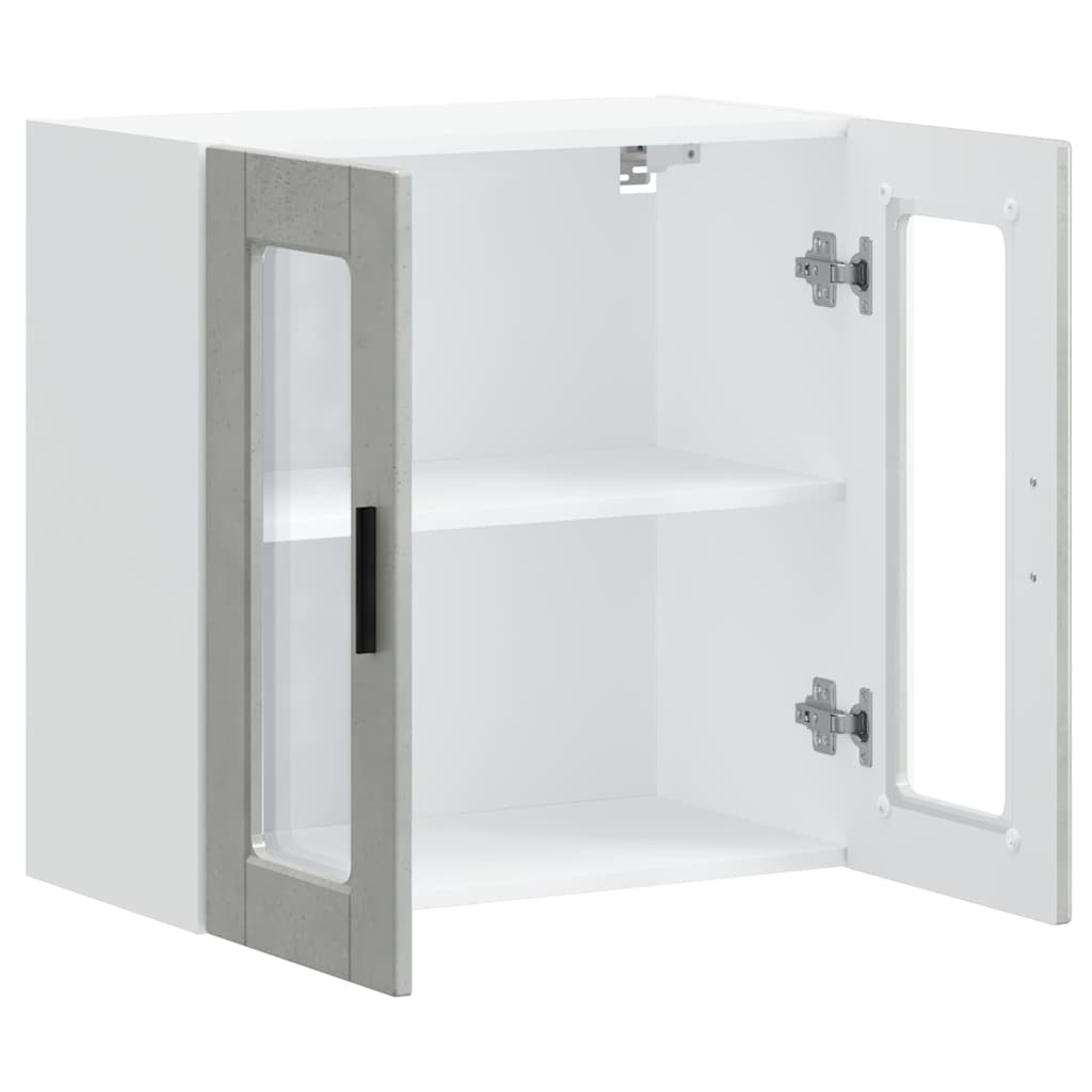 vidaXL Kitchen Wall Cabinet with Glass Door Porto Concrete Grey 5