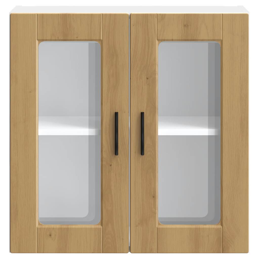 vidaXL Kitchen Wall Cabinet with Glass Door Porto Artisan Oak 5